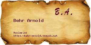 Behr Arnold névjegykártya